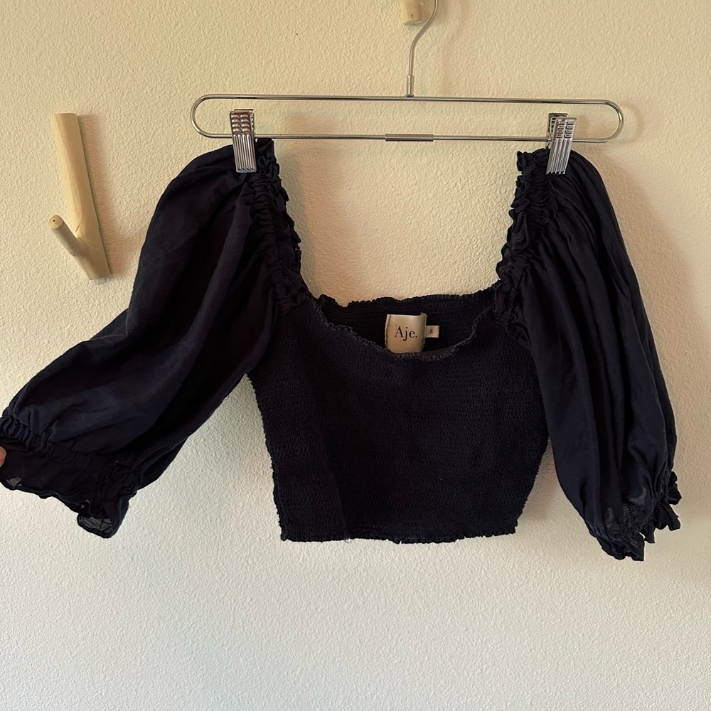 Aje Off-The-Shoulder Crop Top - deep plum